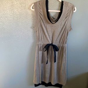 Linen dress with tie waist and built in slip